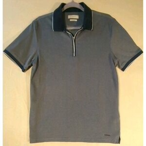 Bugatti Cool Cotton‎ Quarter Zip Blue Two-tone Knit Medium Large Men's